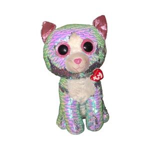 NWT Jumbo TY Whimsy Cat 24" Flippable Sequins rare